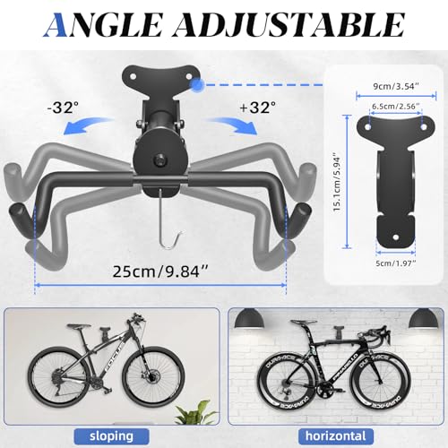 Goovilla Bike Wall Mount Hanger for Mountain, Road & Hybrid Bikes - Black, 1 Pack