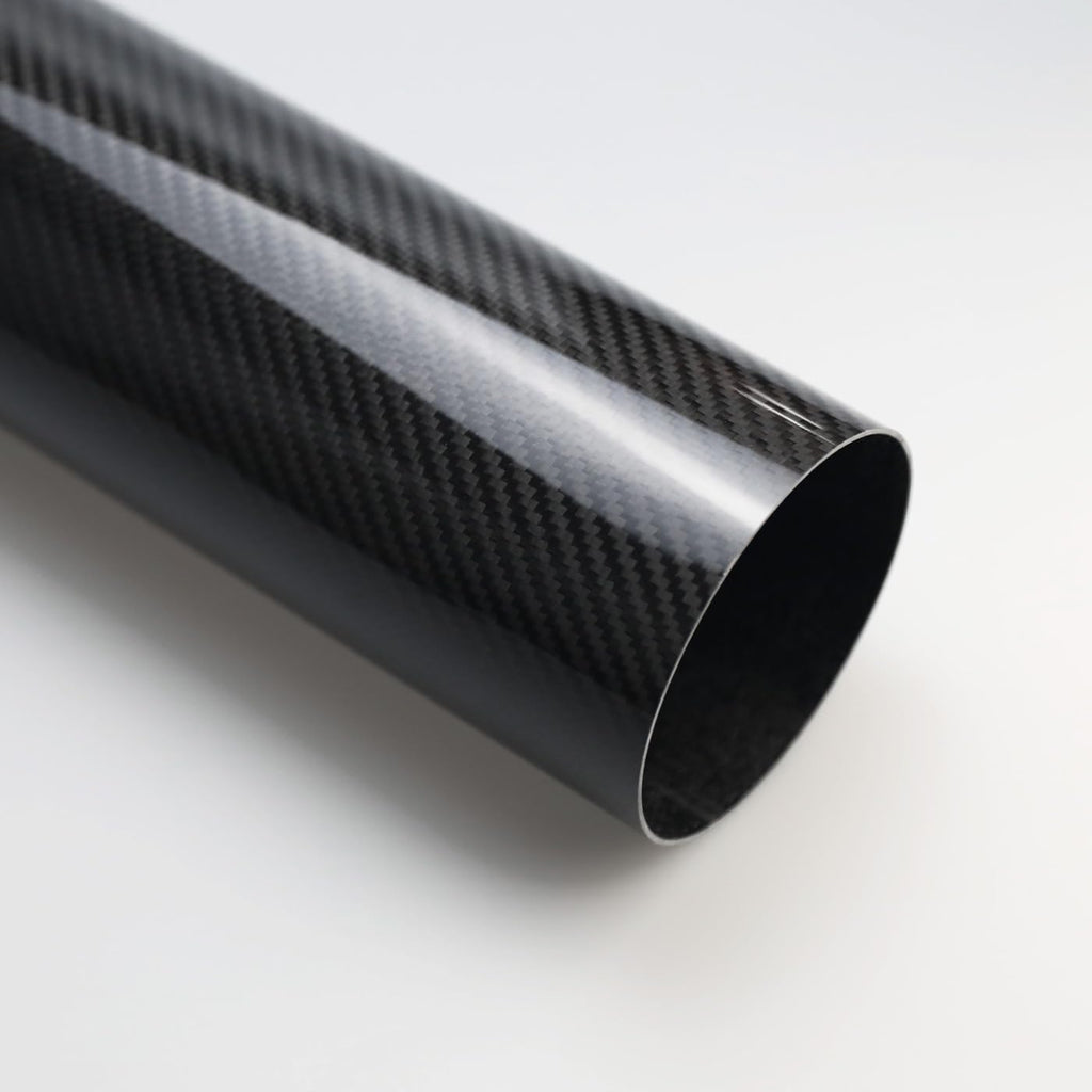 KRD PERFORMANCE 102mm (4") OD Straight Carbon Fiber Tube, 4 Inch Outer diameter, Length 300mm (11.8"), 1.5mm Thickness, 3K Twill Real Carbon Fiber Pipe