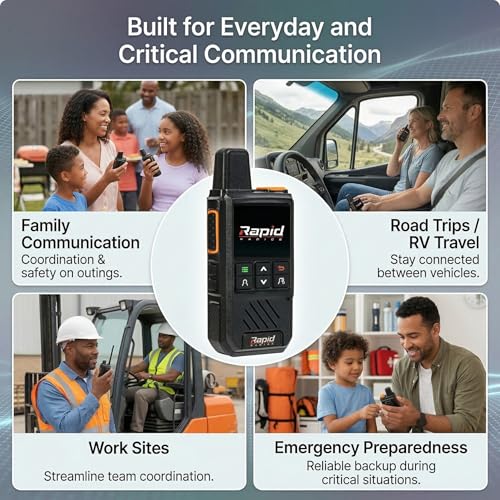 Rapid Radios G1 LTE Walkie-Talkies with Nationwide Coverage, Secure Encrypted 2-Way Radio Set