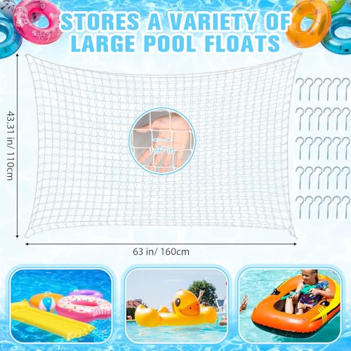 Large Pool Float Storage Mesh Bag 63 x 43 Inches White for Inflatable Toys