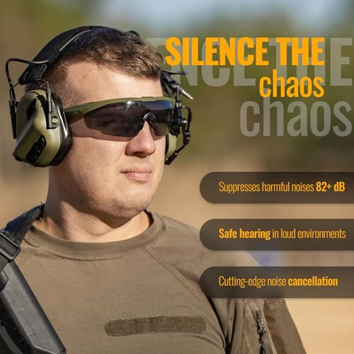 EARMOR M32X Tactical Helmet Headset with Mic ARC Rail Ear Muffs - Green