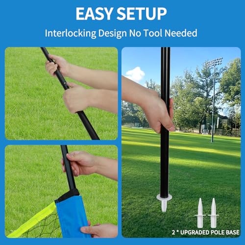 Olybeaka Blue & Green 20FT Portable Outdoor Volleyball Net Set with Adjustable Heights