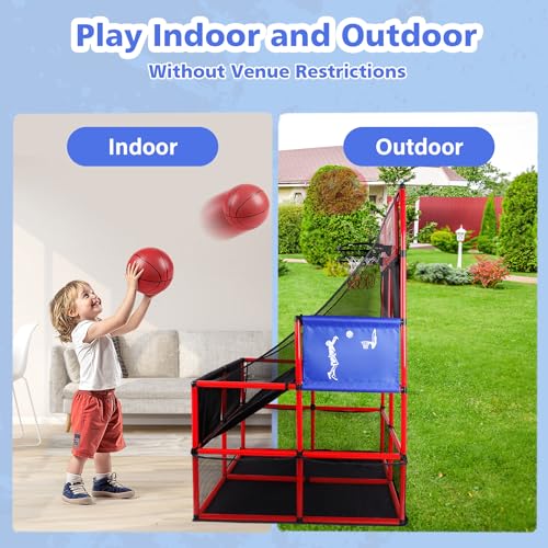 Kids Double Basketball Hoop Arcade Game Large Red - Indoor Outdoor Fun