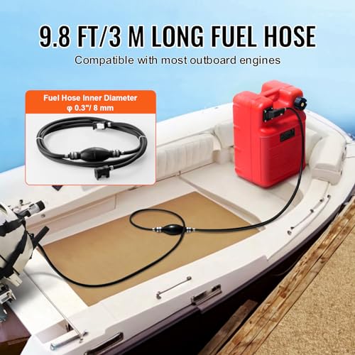 VEVOR 6.34-Gallon Marine Fuel Tank with 9.8ft Hose, Gauge, Portable for Outboard, Yacht, Fishing