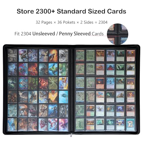 Rieton 36-Pocket Ringless Trading Card Binder - Holds 2304 Sleeved Cards, Black Variation