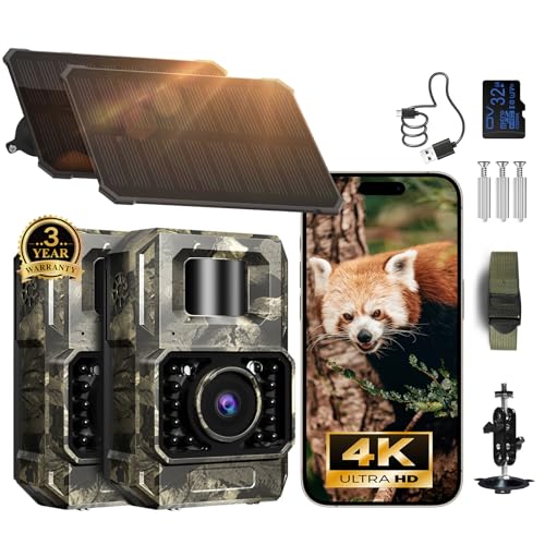 MAXDONE 2-Pack Solar Trail Camera 4K WiFi Night Vision GameCam PH960W