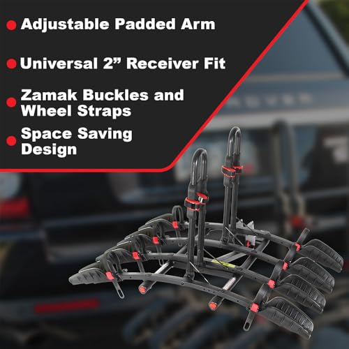 Road-Max 4 Bike Hitch Rack - Foldable, 2-Inch Receiver, Blade Runner 4