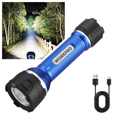 Rechargeable LED Flashlight - 600 Lumens, IPX7 Aluminum, 3 Modes, Medium