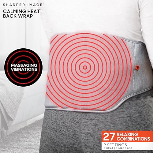 Calming Heat Back Wrap Without Power Pack - Cordless Heating Pad with 3 Heat & Vibration Modes - Adjustable Fit, Portable
