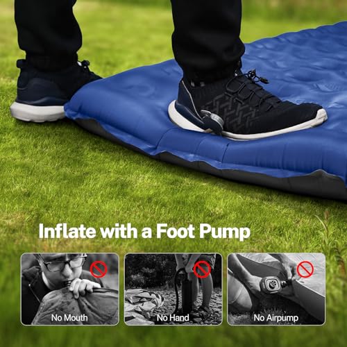 OGERY Double Inflatable Sleeping Pad for Camping, 6-Inch Extra Thick, Blue, Full Size