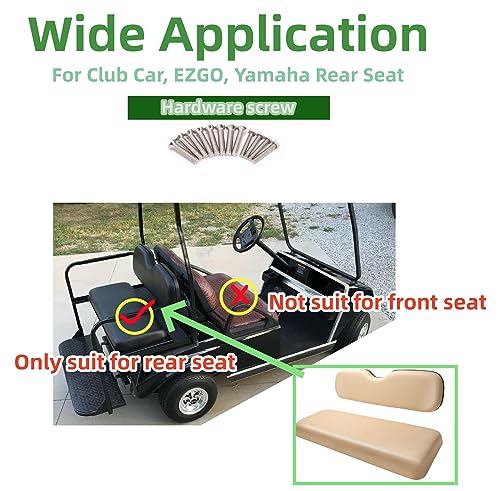 Universal Rear Seat Cushion for EZGO Club Car Yamaha Golf Cart Beige - Flip Seat Compatible