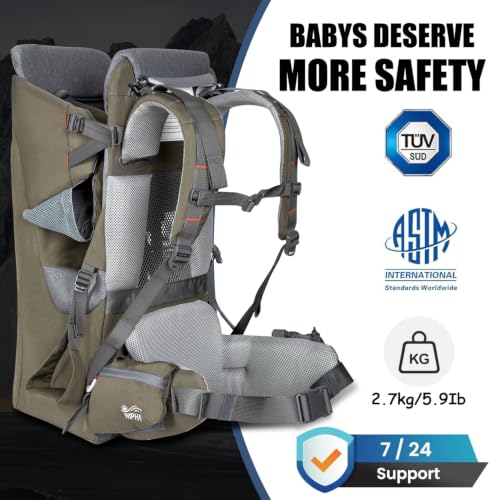 Toddler Hiking Carrier Backpack with Sun Canopy & Storage - Army Green
