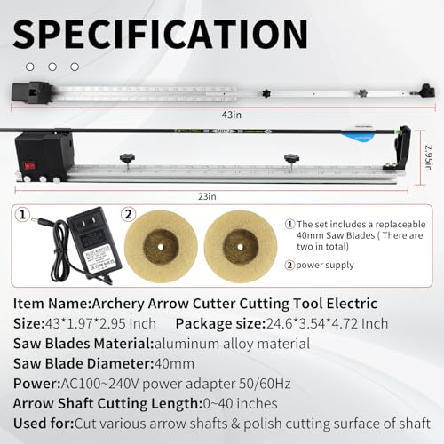 White Archery Arrow Saw - Electric Arrow Cutter for Carbon, Aluminum & Fiberglass Shafts