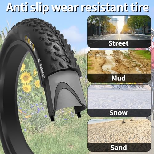 20x4.0 Fat Bike Tire Set - 2 Tires & 2 Inner Tubes for Electric & Mountain Bikes - Black, Folding Bead, All Terrain, Snow & Mountain Use