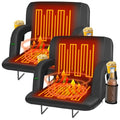 Seeutek Black Heated Stadium Seat with Back Support, 21-Inch, 2-Pack, Portable & Foldable