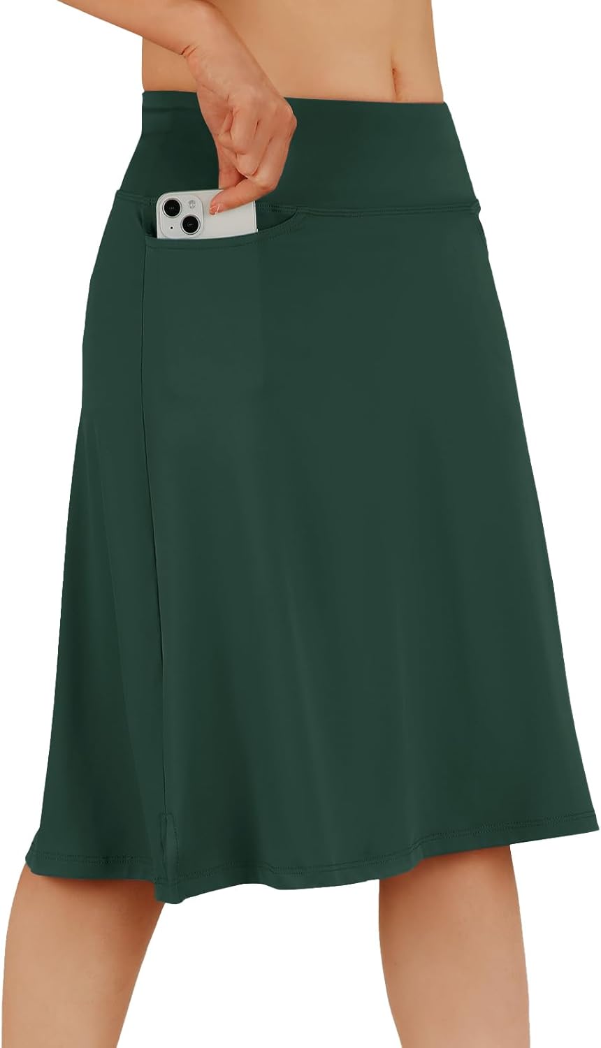 Skiennix Women's Athletic Skorts - Modest Knee-Length Running Skirt | Comfortable Midi Design