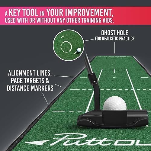 Golf Putting Mat - 7.9ft x 1.6ft Practice Mat with Alignment Lines and Targets