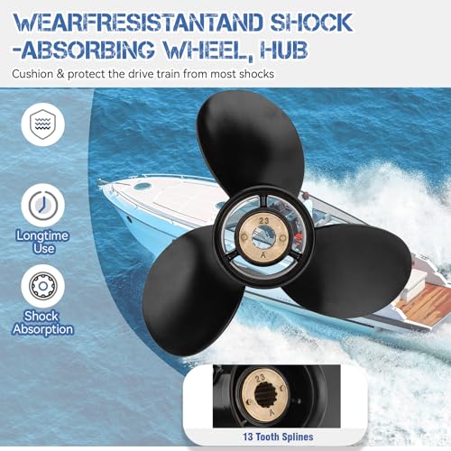Qiclear 10 3/8 x 13 Boat Propeller Fit Mercury 30-70HP OEM 48-73136A45