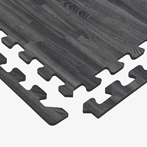 Interlocking Foam Floor Tiles - Wood Grain Anti-Fatigue Mat for Home & Office, 24x24 Inch, 5/8 Inch Thick, 48 Sq Ft