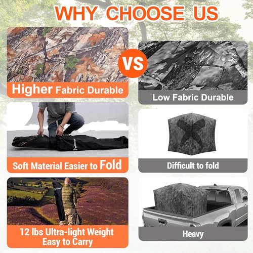 FUNHORUN 2-3 Person 270° See Through Pop-Up Hunting Blind for Deer & Turkey
