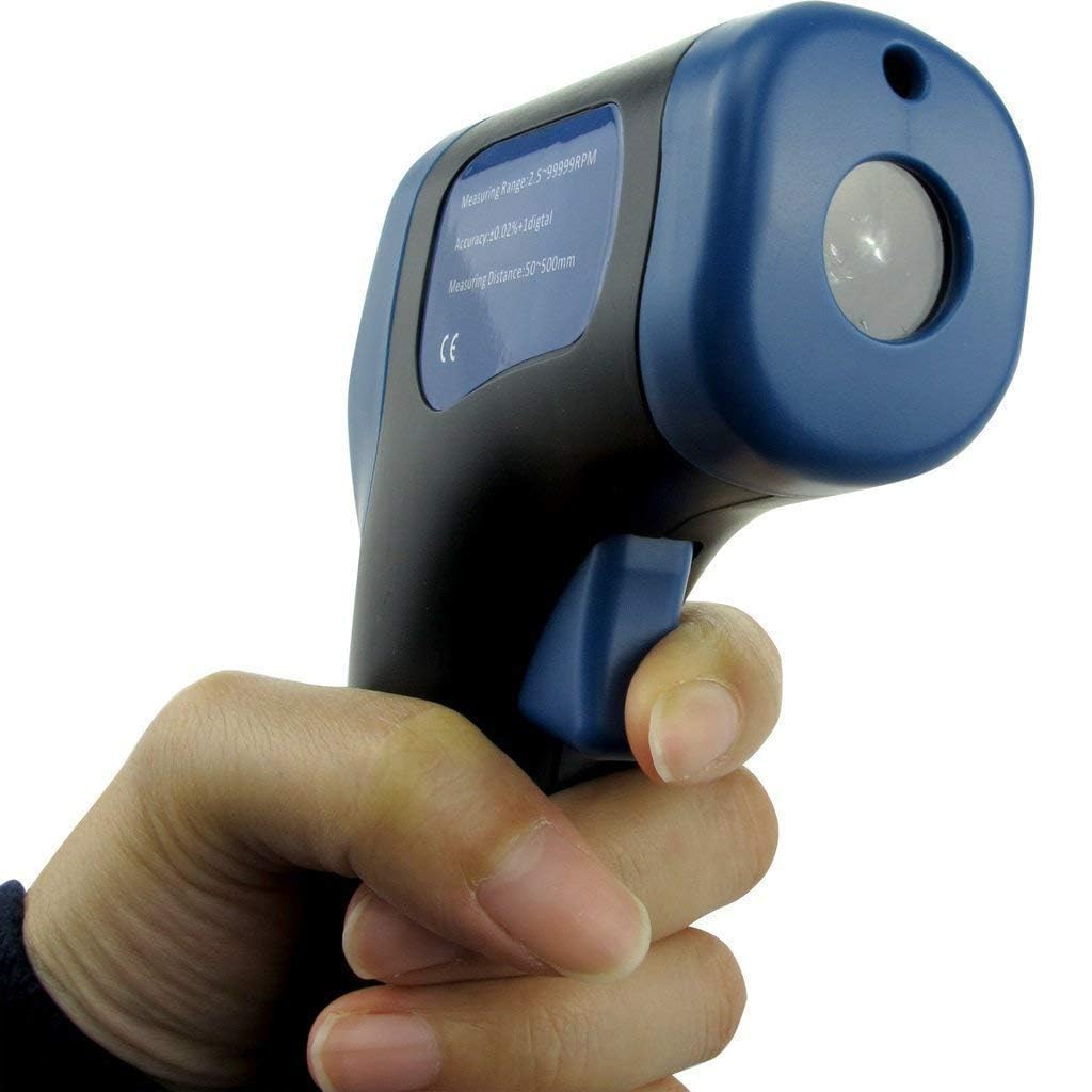 Skiennix Handheld Digital Laser Tachometer - Non-Contact RPM Meter with 10 Reflective Tapes | 2.5-99999 RPM Range