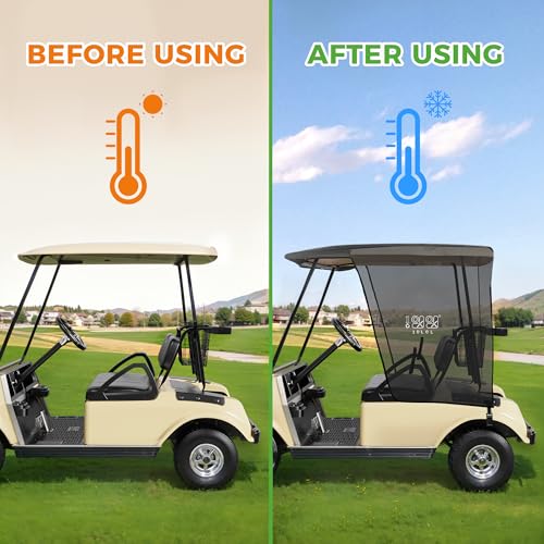 Black 10L0L 2-Passenger Golf Cart Sun Shade Cover for EZGO & Club Car