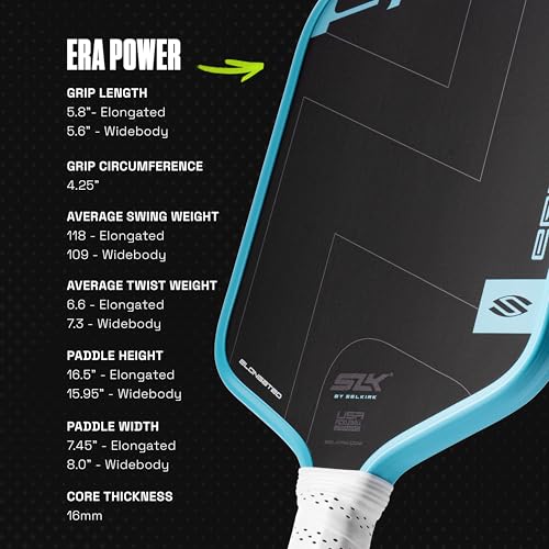 Selkirk Sport SLK ERA Power Pickleball Paddle Cyan Elongated - Carbon Fiber Hybrid Face