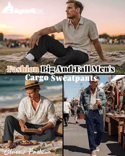 Men's Cargo Sweatpants Big and Tall - 4 Pack, Black, Navy, Gray, 4X-Large