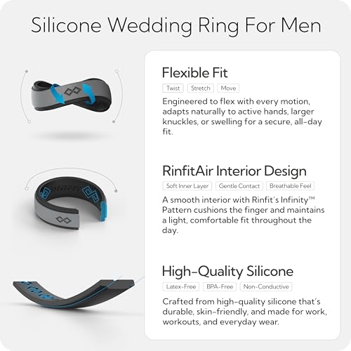 Rinfit Air Silicone Wedding Ring for Men - Pack C Orange & Army Green - Size 10