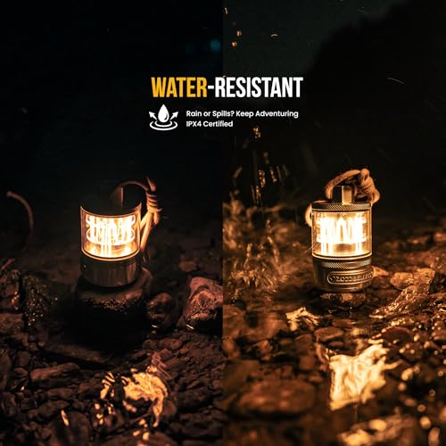 Vintage Aluminum Camping Lantern Light - Dimmable Warm Glow, Handcrafted, USB-C, Waterproof, Nature Variation