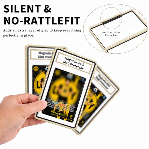 Gold BGS Card Case with Foldable Metal Stand for 35PT Graded Cards UV & Bumper Protection