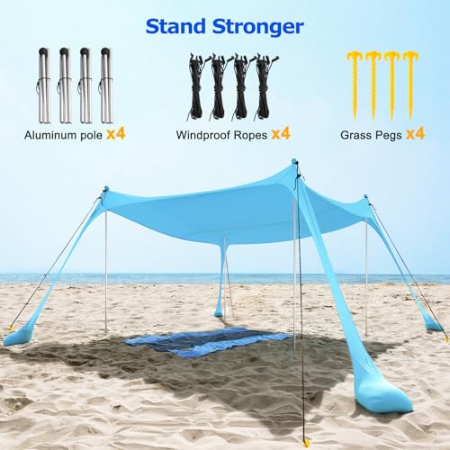 COMMOUDS Beach Tent Sun Shelter, UPF50+ Shade Canopy