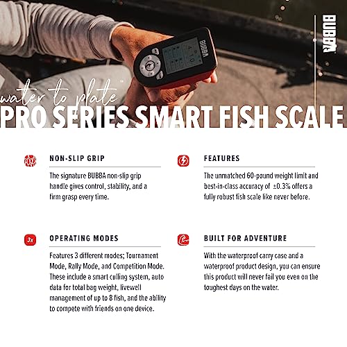 BUBBA Pro Series Digital Fish Scale - Bluetooth Waterproof Weighing Tool with 60lb Limit