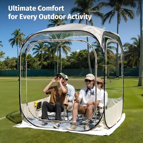 Beige 5x5 FT Pop Up Bubble Tent for Weather Protection - Sun & Rain Shelter