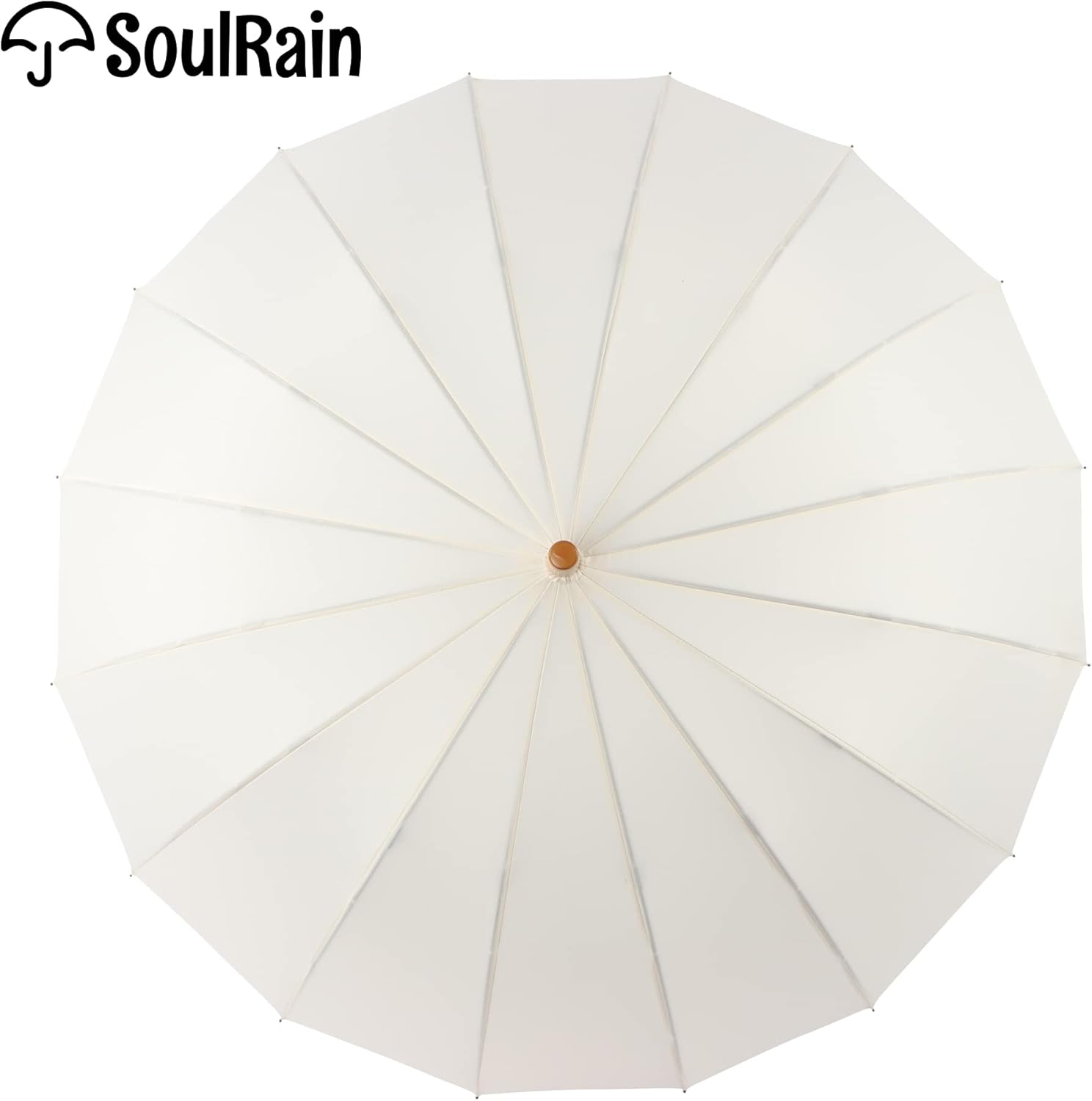 SoulRain 48" Windproof Stick Umbrella - Auto Open, Classic Wood Handle, Solid Color Design