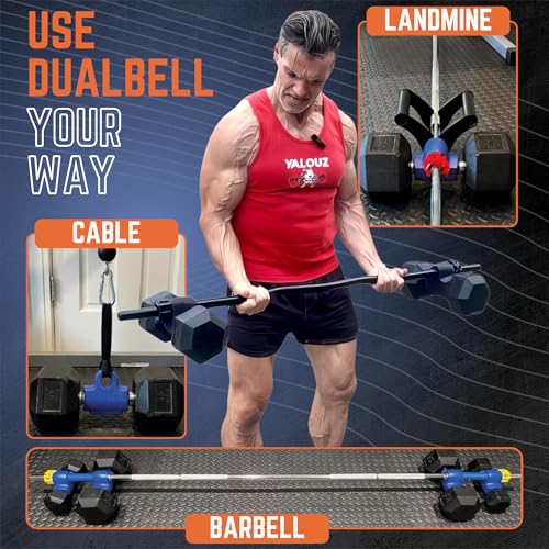 Dualbell 1" Barbell Adapter for Dumbbells, 500lb Max Capacity, Black with Red Collars