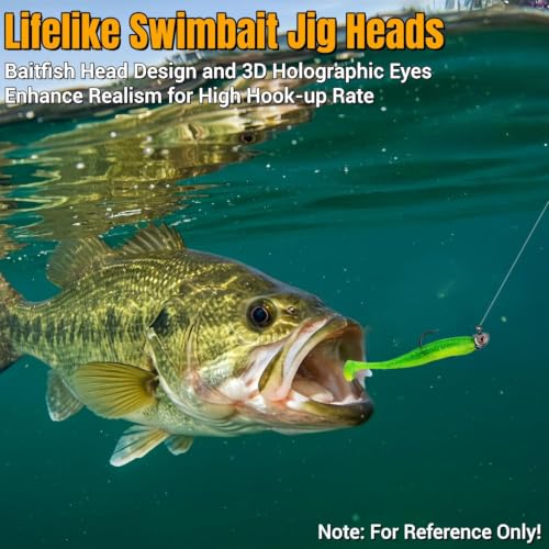 15Pcs 1/2oz Bass Jig Heads for Fishing - Lifelike Minnow Style, Dual-Cone Bait Keeper