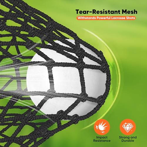 Black 5mm Lacrosse Goal Net Replacement 6'x6'x7' for Heavy-Duty Practice