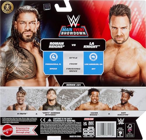 WWE Main Event Showdown Action Figures 2-Pack - Roman Reigns vs LA Knight, 6-Inch Collectible Set