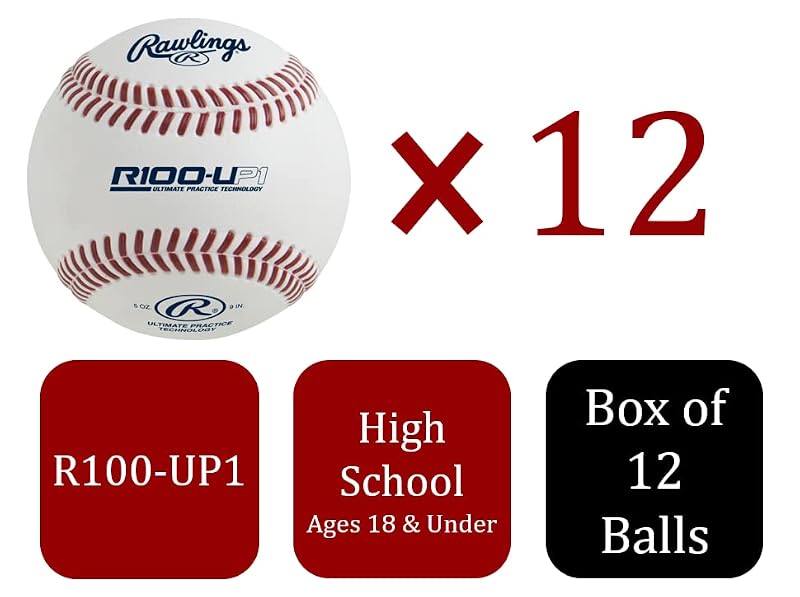 White High School Practice Baseballs - 12 Pack, Weather Resistant, Durable