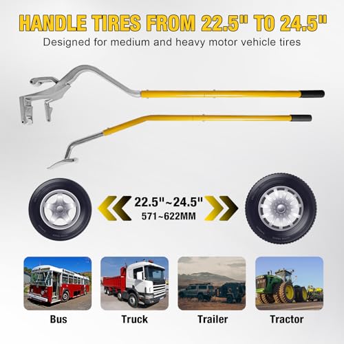 Yellow Jacket Cast Iron Heavy-Duty Tire Mount Demount Tool Set 22.5-24.5 Inch Compatible