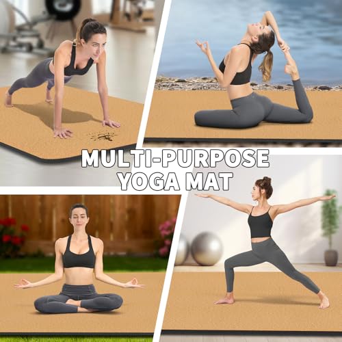 Extra Large 6'x4' Cork Yoga Mat - 1/2 Inch Thick Non-slip Exercise & Pilates Mat