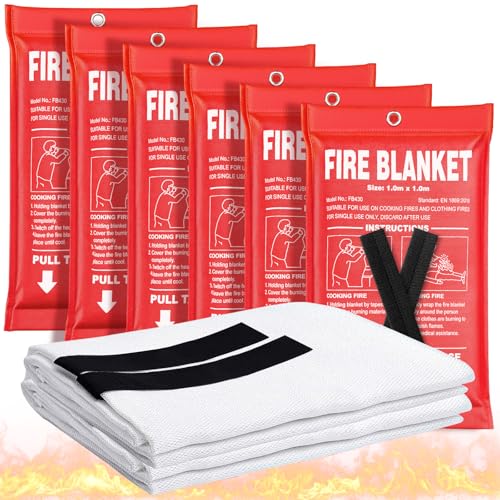 Andyssey 6 Pack Fire Blanket 40x40 Inches Emergency Fire Safety Kit