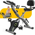 Goimu 5-in-1 Foldable Indoor Exercise Bike Grey-1, 16-Level Magnetic Resistance, Comfortable Seat & 330LB Capacity
