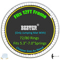 Bzzter 12ft Trampoline Replacement Mat with 10 Rows Stitching & 72 Rings, Fits 12ft Frame, 7-inch Springs, Includes Pull Hook & Gloves