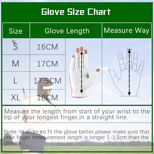 Women's Pink Open-Finger Golf Gloves Small Breathable Sweat-Absorbing Fit