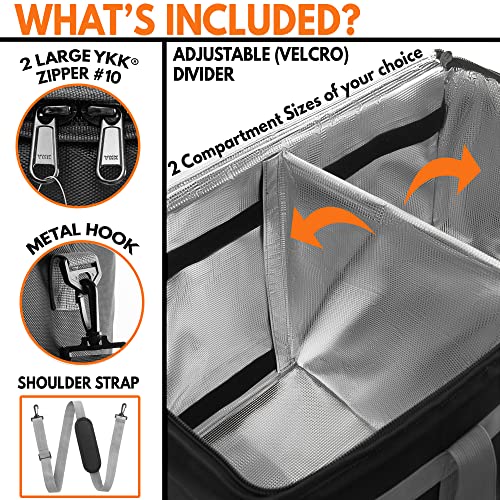 Large Insulated Food Delivery Bag for Catering & Takeout - Hot Cold Thermal Carrier