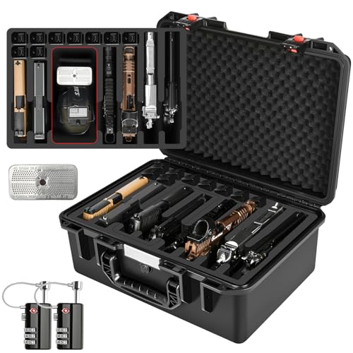HOSOCASE Waterproof Gun Case for 8 Handguns & Magazines with 2 Locks