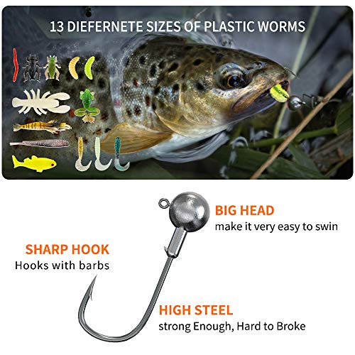 Fishing Lures Kit with 78 Pieces - Bass Trout Salmon Soft Plastics & Spoons