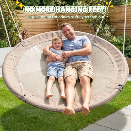 Trekassy 60-Inch Saucer Tree Swing - Taupe Large Family Outdoor Swing for Kids & Adults